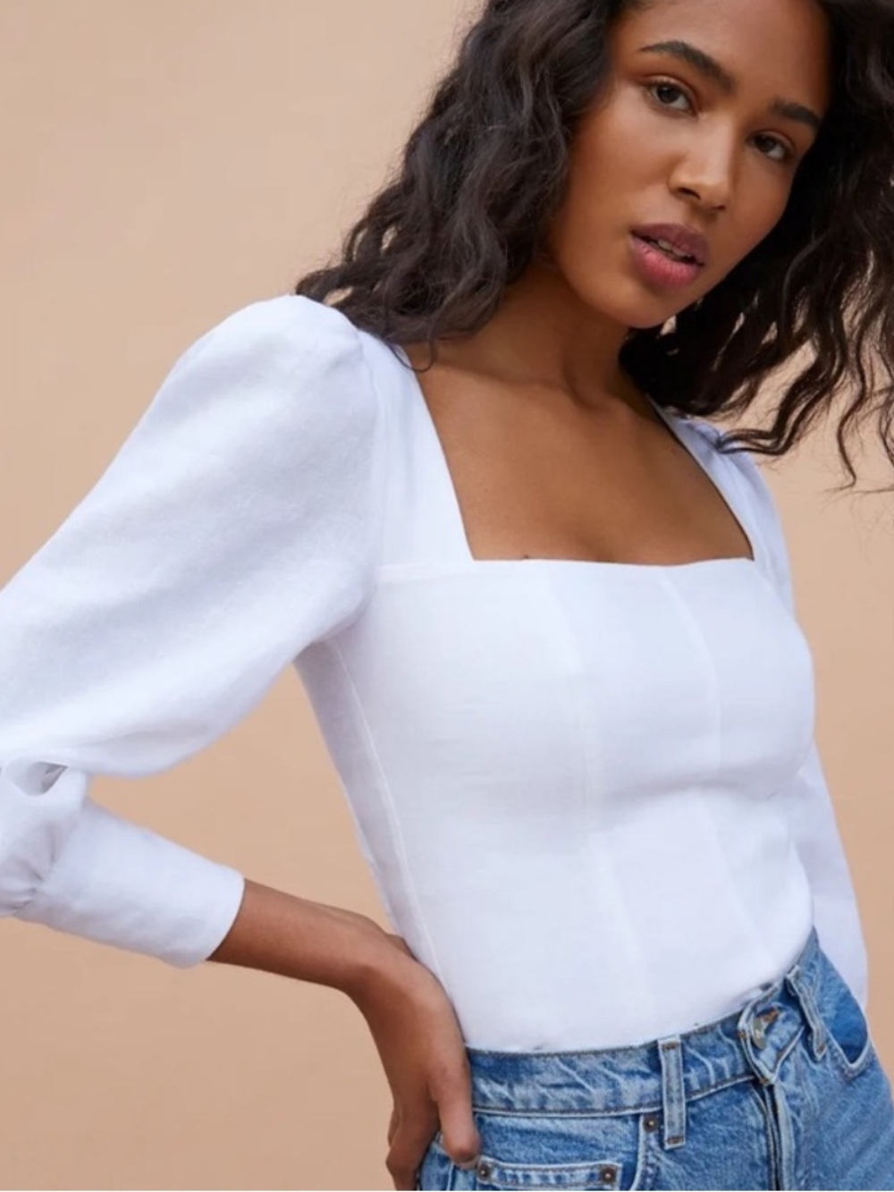 Reformation Linen White Stilton Top Women’s 4